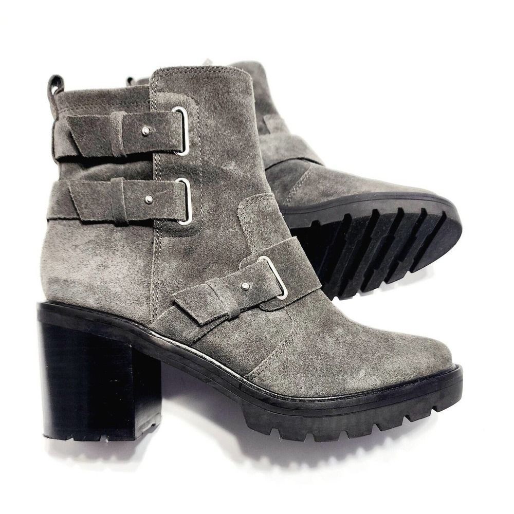 Marc Fisher LTD Dream Womens Gray Leather Ankle Combat Boots Size 9 Medium (B,M)
